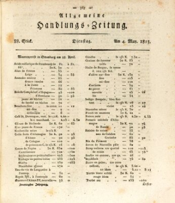 Allgemeine Handlungs-Zeitung Dienstag 4. Mai 1813