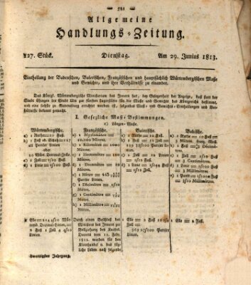 Allgemeine Handlungs-Zeitung Dienstag 29. Juni 1813