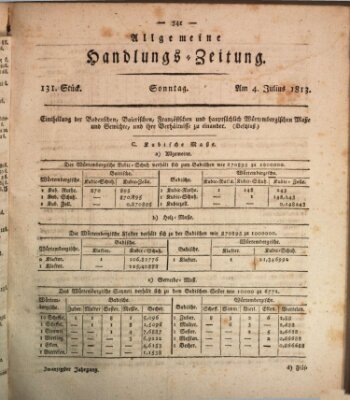 Allgemeine Handlungs-Zeitung Sonntag 4. Juli 1813