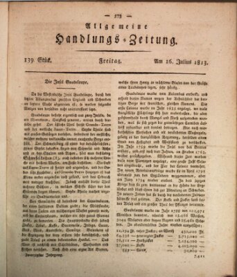 Allgemeine Handlungs-Zeitung Freitag 16. Juli 1813