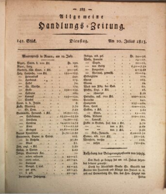 Allgemeine Handlungs-Zeitung Dienstag 20. Juli 1813