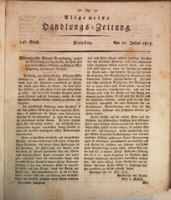 Allgemeine Handlungs-Zeitung Dienstag 27. Juli 1813