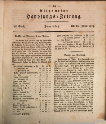 Allgemeine Handlungs-Zeitung Donnerstag 29. Juli 1813