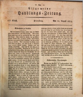 Allgemeine Handlungs-Zeitung Dienstag 10. August 1813