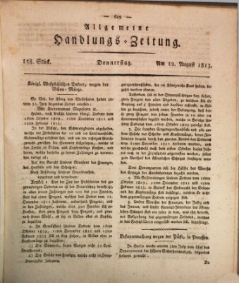 Allgemeine Handlungs-Zeitung Donnerstag 12. August 1813