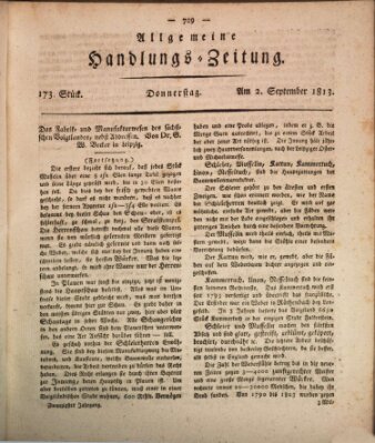 Allgemeine Handlungs-Zeitung Donnerstag 2. September 1813