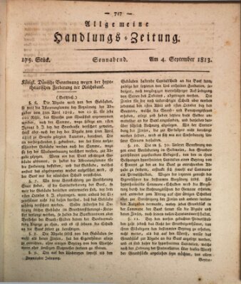 Allgemeine Handlungs-Zeitung Samstag 4. September 1813