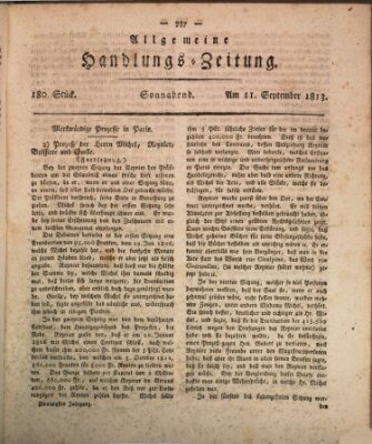 Allgemeine Handlungs-Zeitung Samstag 11. September 1813
