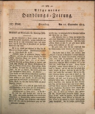 Allgemeine Handlungs-Zeitung Dienstag 21. September 1813