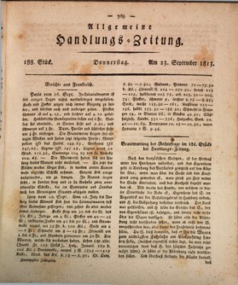 Allgemeine Handlungs-Zeitung Donnerstag 23. September 1813