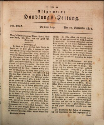 Allgemeine Handlungs-Zeitung Donnerstag 30. September 1813