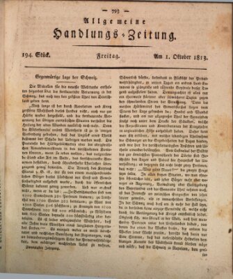 Allgemeine Handlungs-Zeitung Freitag 1. Oktober 1813