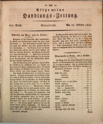 Allgemeine Handlungs-Zeitung Samstag 23. Oktober 1813