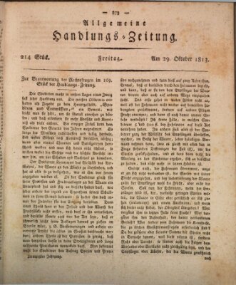 Allgemeine Handlungs-Zeitung Freitag 29. Oktober 1813