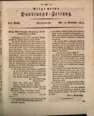 Allgemeine Handlungs-Zeitung Samstag 13. November 1813