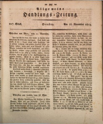 Allgemeine Handlungs-Zeitung Dienstag 16. November 1813