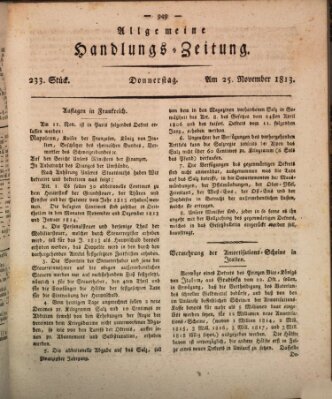 Allgemeine Handlungs-Zeitung Donnerstag 25. November 1813