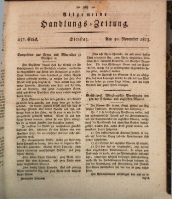 Allgemeine Handlungs-Zeitung Dienstag 30. November 1813