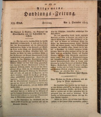 Allgemeine Handlungs-Zeitung Freitag 3. Dezember 1813