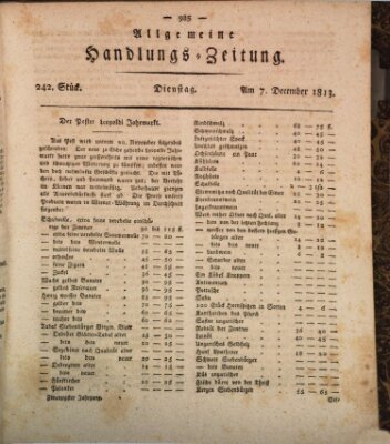 Allgemeine Handlungs-Zeitung Dienstag 7. Dezember 1813