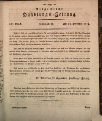 Allgemeine Handlungs-Zeitung Samstag 25. Dezember 1813