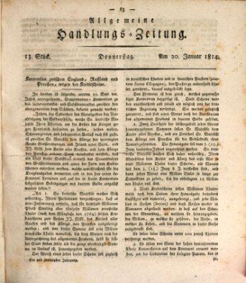 Allgemeine Handlungs-Zeitung Donnerstag 20. Januar 1814