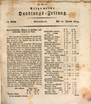 Allgemeine Handlungs-Zeitung Samstag 22. Januar 1814