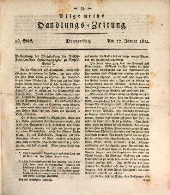 Allgemeine Handlungs-Zeitung Donnerstag 27. Januar 1814