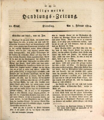 Allgemeine Handlungs-Zeitung Dienstag 1. Februar 1814