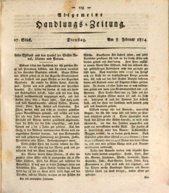 Allgemeine Handlungs-Zeitung Dienstag 8. Februar 1814