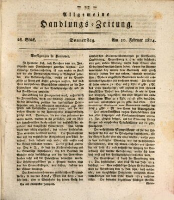 Allgemeine Handlungs-Zeitung Donnerstag 10. Februar 1814