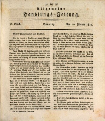 Allgemeine Handlungs-Zeitung Sonntag 20. Februar 1814