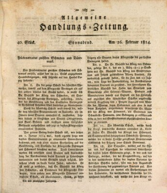 Allgemeine Handlungs-Zeitung Samstag 26. Februar 1814