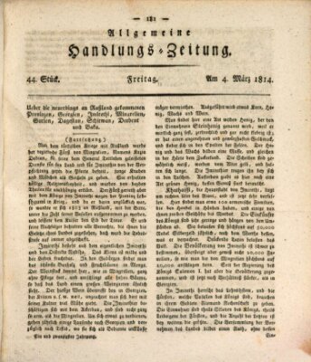 Allgemeine Handlungs-Zeitung Freitag 4. März 1814