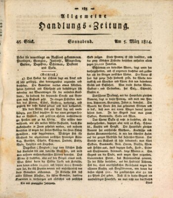 Allgemeine Handlungs-Zeitung Samstag 5. März 1814