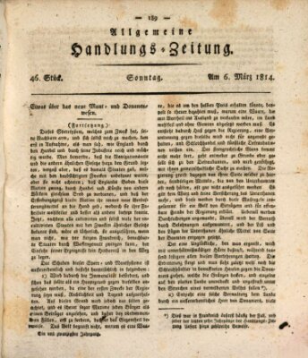 Allgemeine Handlungs-Zeitung Sonntag 6. März 1814