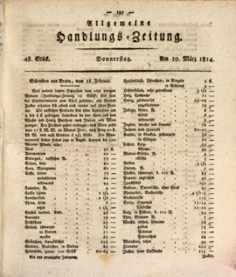 Allgemeine Handlungs-Zeitung Donnerstag 10. März 1814