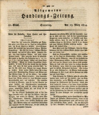 Allgemeine Handlungs-Zeitung Sonntag 13. März 1814