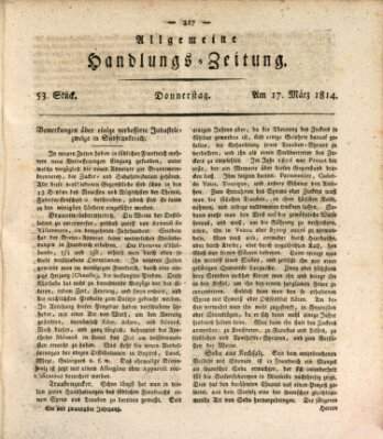 Allgemeine Handlungs-Zeitung Donnerstag 17. März 1814