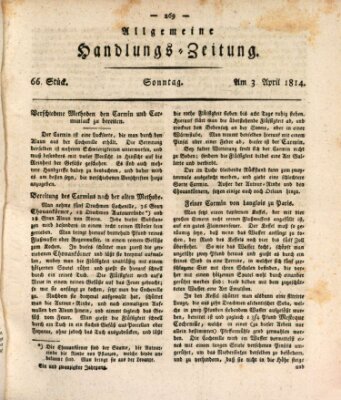 Allgemeine Handlungs-Zeitung Sonntag 3. April 1814