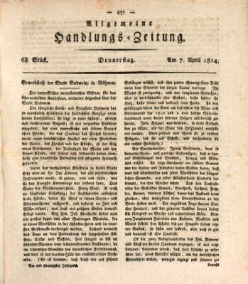 Allgemeine Handlungs-Zeitung Donnerstag 7. April 1814