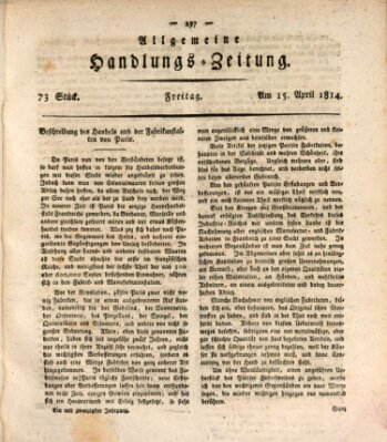 Allgemeine Handlungs-Zeitung Freitag 15. April 1814