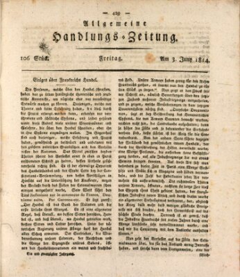 Allgemeine Handlungs-Zeitung Freitag 3. Juni 1814