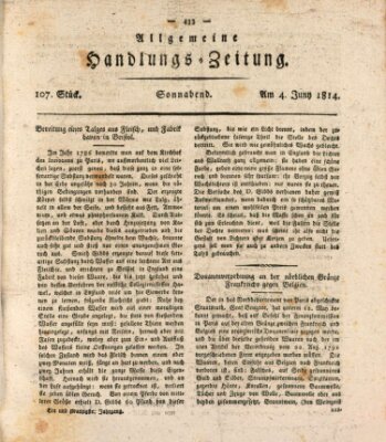 Allgemeine Handlungs-Zeitung Samstag 4. Juni 1814