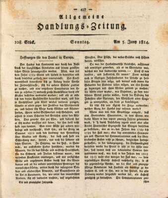 Allgemeine Handlungs-Zeitung Sonntag 5. Juni 1814