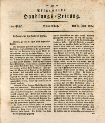 Allgemeine Handlungs-Zeitung Donnerstag 9. Juni 1814