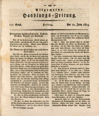 Allgemeine Handlungs-Zeitung Freitag 10. Juni 1814