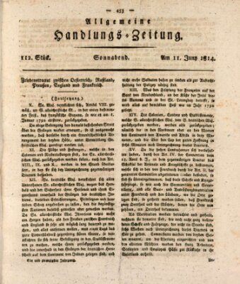 Allgemeine Handlungs-Zeitung Samstag 11. Juni 1814