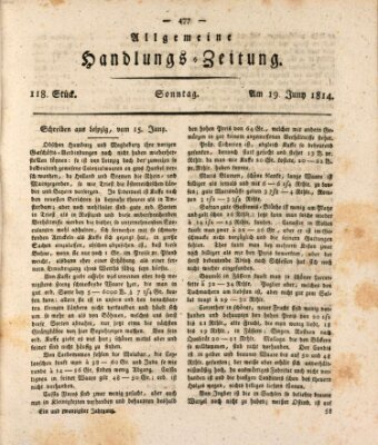 Allgemeine Handlungs-Zeitung Sonntag 19. Juni 1814