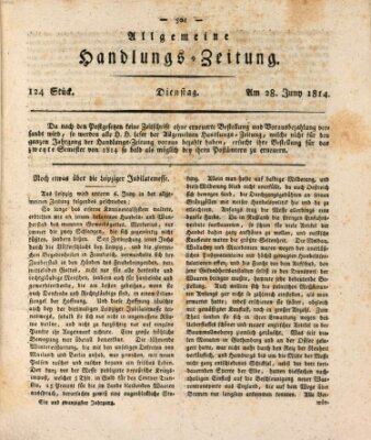 Allgemeine Handlungs-Zeitung Dienstag 28. Juni 1814